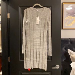 Elizabeth and James Grey Sweater Dress with Side Slit
